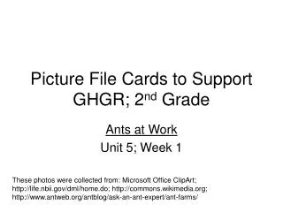 Picture File Cards to Support GHGR; 2 nd Grade