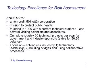 Toxicology Excellence for Risk Assessment