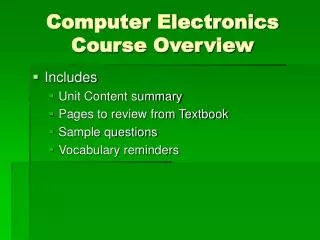 Computer Electronics Course Overview