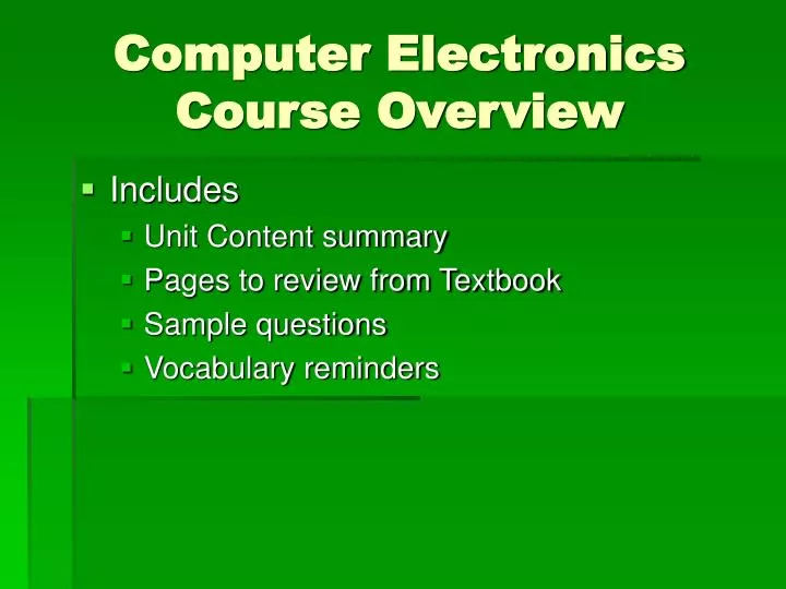 computer electronics course overview