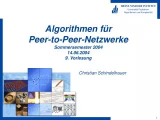 algorithmen f r peer to peer netzwerke sommersemester 2004 14 06 2004 9 vorlesung