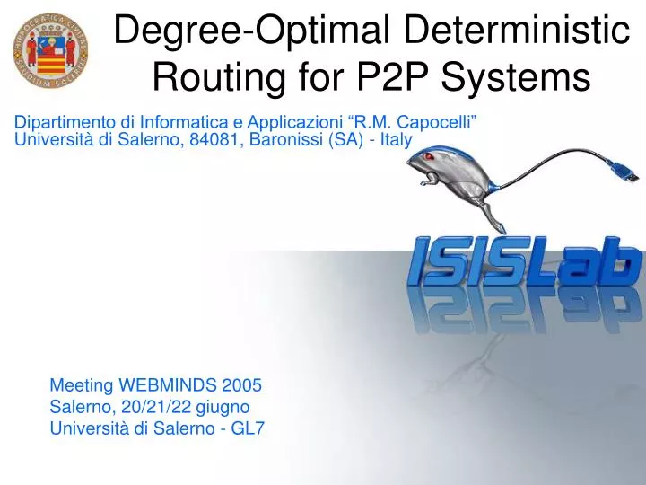 degree optimal deterministic routing for p2p systems