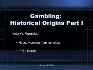 Gambling: Historical Origins Part I
