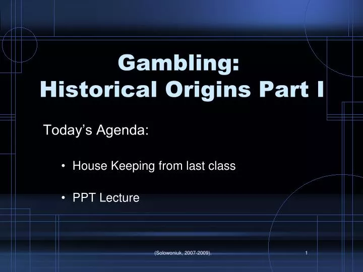gambling historical origins part i