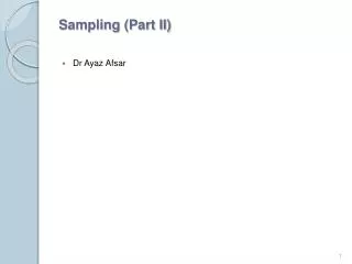 Sampling (Part II)