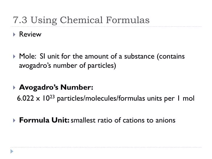 7 3 using chemical formulas