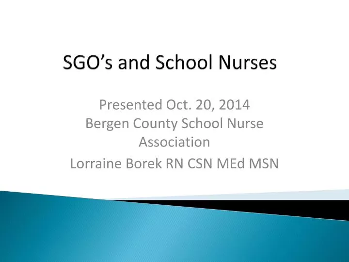 sgo s and school nurses