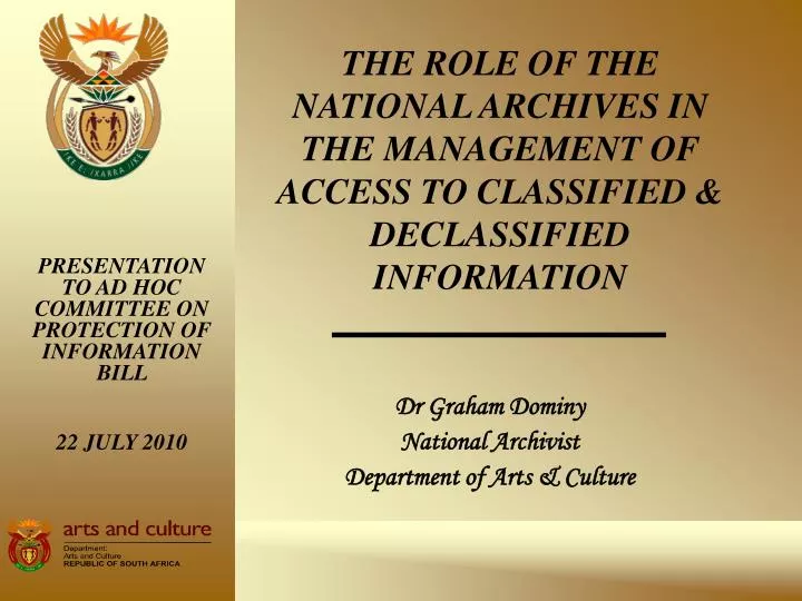 dr graham dominy national archivist department of arts culture