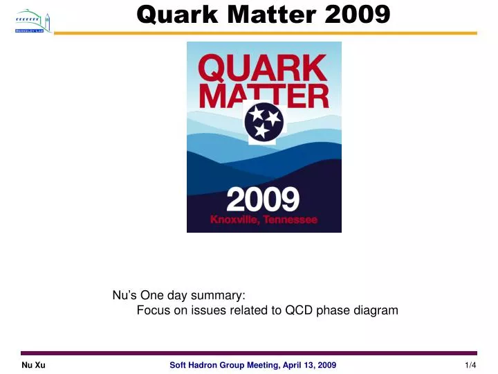 quark matter 2009