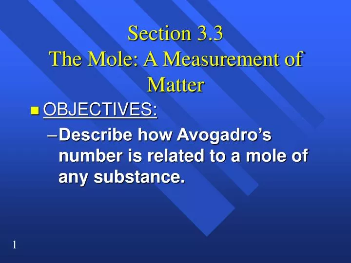 section 3 3 the mole a measurement of matter