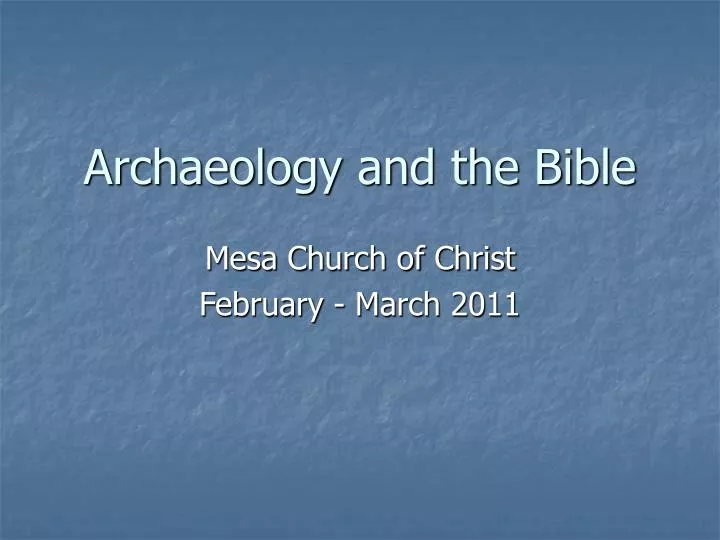 archaeology and the bible