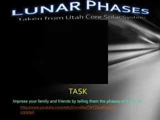LUNAR PHASES Taken from Utah Core Solar System