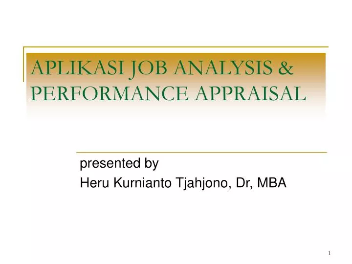 aplikasi job analysis performance appraisal