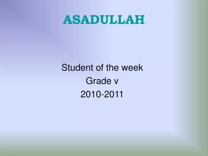 student of the week grade v 2010 2011