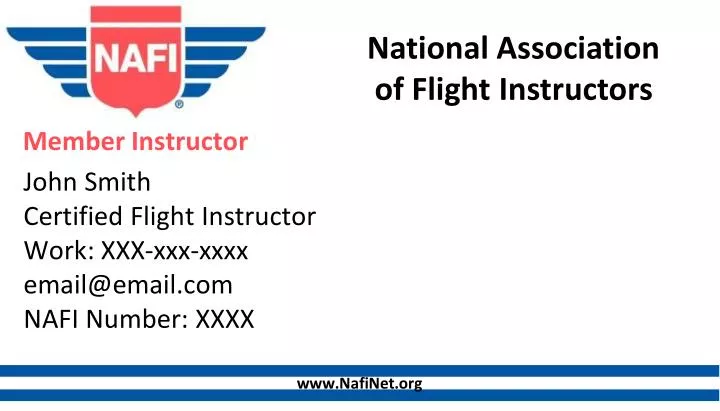 john smith certified flight instructor work xxx xxx xxxx email@email com nafi number xxxx