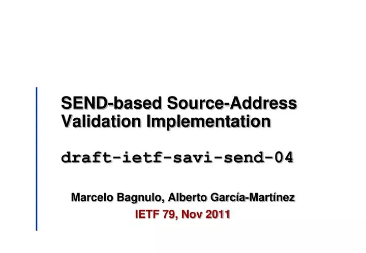 send based source address validation implementation draft ietf savi send 04