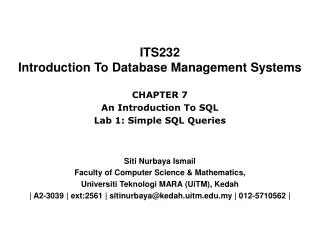 ITS232 Introduction To Database Management Systems