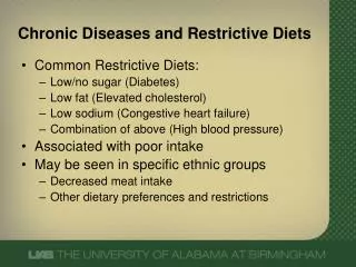Chronic Diseases and Restrictive Diets