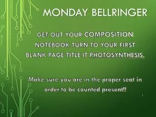 monday bellringer