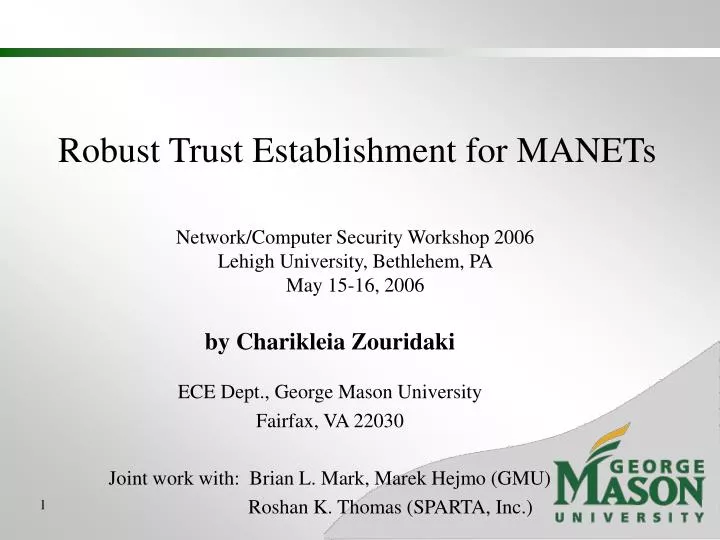 robust trust establishment for manets