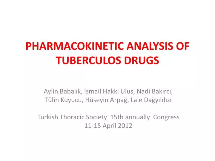 pharmacokinetic analysis of tuberculos drugs