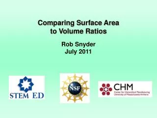 Comparing Surface Area to Volume Ratios Rob Snyder July 2011