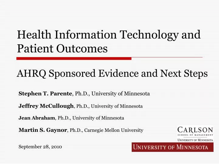 health information technology and patient outcomes ahrq sponsored evidence and next steps