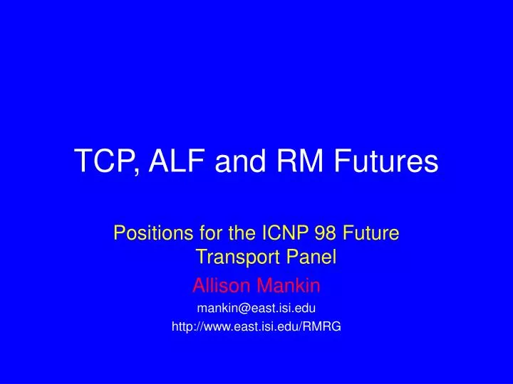 tcp alf and rm futures