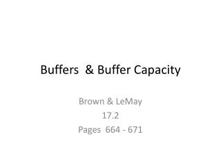 Buffers &amp; Buffer Capacity
