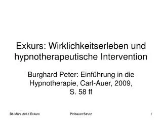 exkurs wirklichkeitserleben und hypnotherapeutische intervention