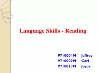 Language Skills - Reading