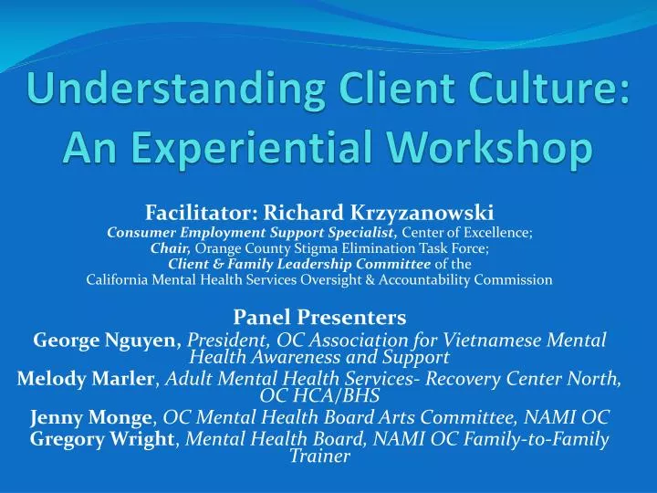 understanding client culture an experiential workshop