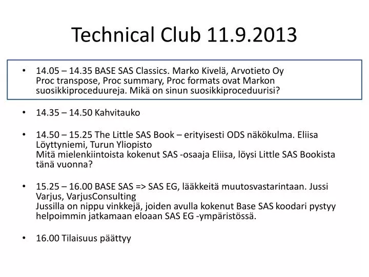 technical club 11 9 2013