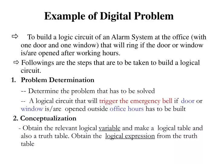 example of digital problem