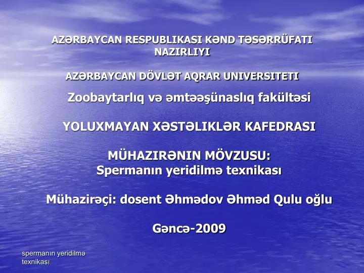 az rbaycan respublikasi k nd t s rr fati nazirliyi az rbaycan d vl t aqrar universiteti