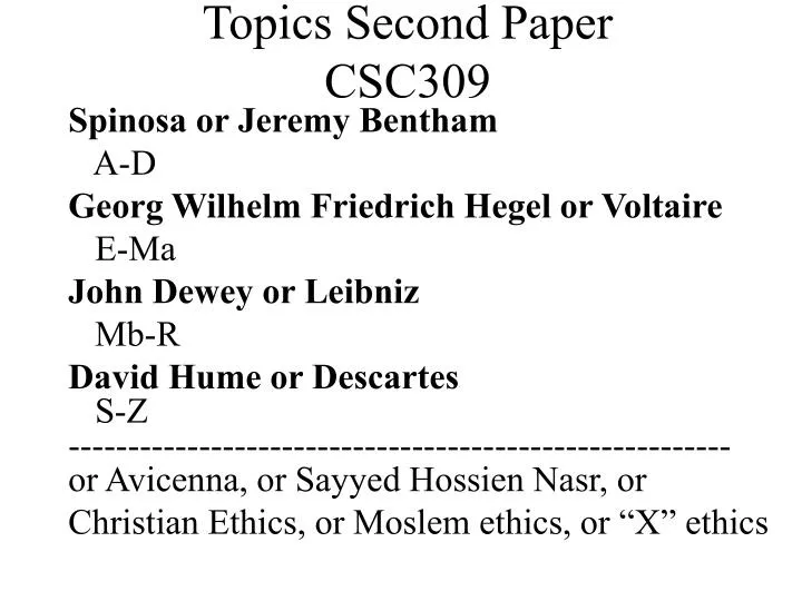 topics second paper csc309