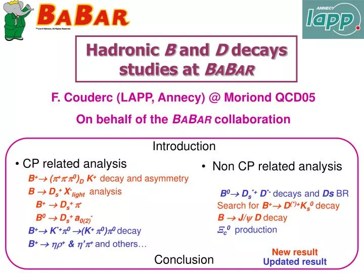 hadronic b and d decays studies at b a b ar