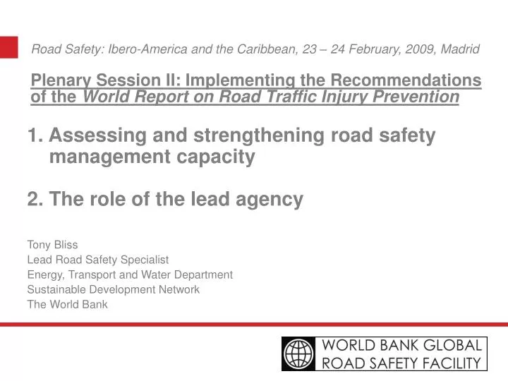road safety ibero america and the caribbean 23 24 february 2009 madrid