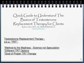 Quick Guide to Understand The Basics of Testosterone Replacement Therapy for Clients