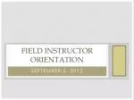 Field Instructor Orientation