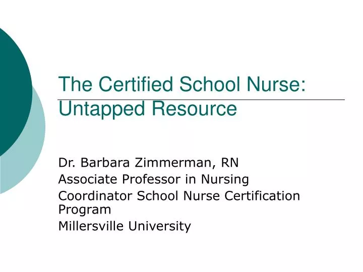 the certified school nurse untapped resource