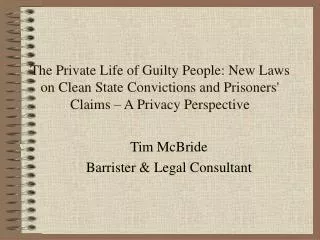 Tim McBride Barrister &amp; Legal Consultant