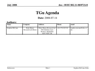 TGu Agenda