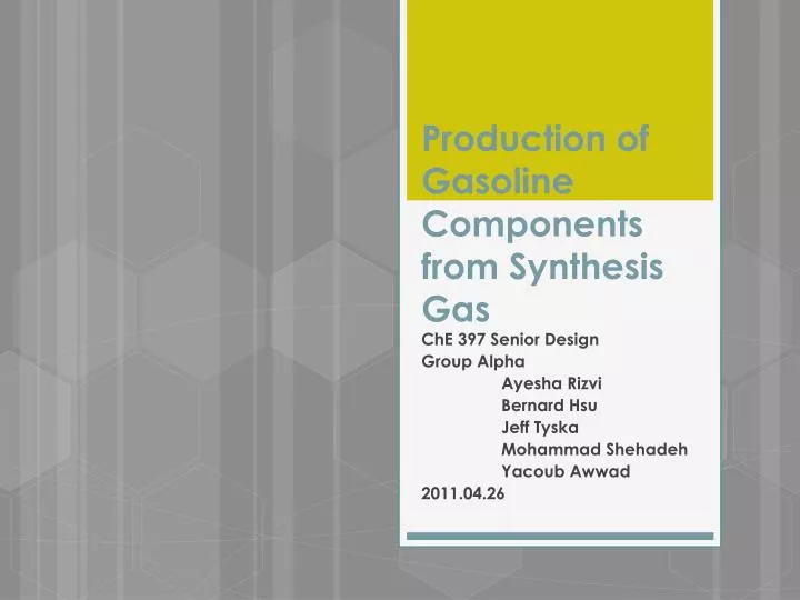 production of gasoline components from synthesis gas