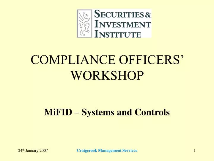 compliance officers workshop