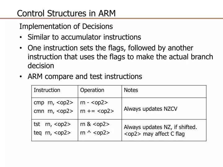 control structures in arm