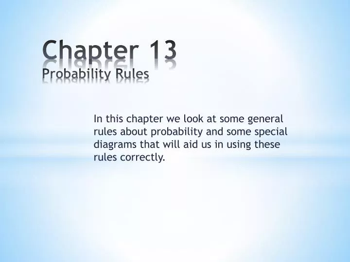 chapter 13 probability rules