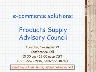 e-commerce solutions: Products Supply Advisory Council