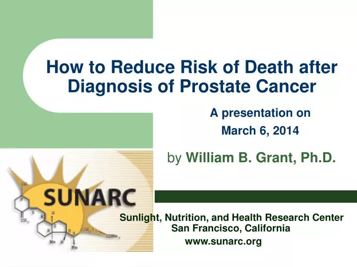 how to reduce risk of death after diagnosis of prostate cancer