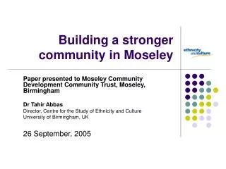 Building a stronger community in Moseley